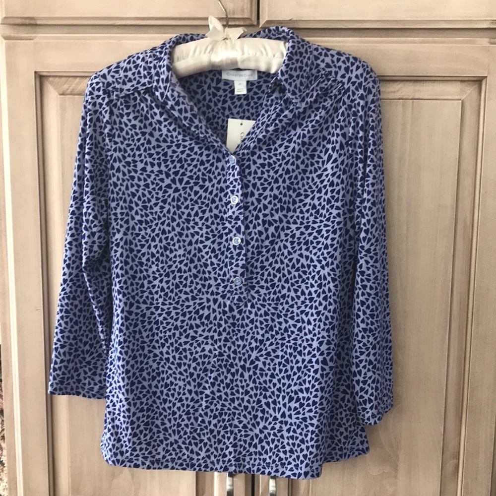 Blue Printed Women’s Henley Top